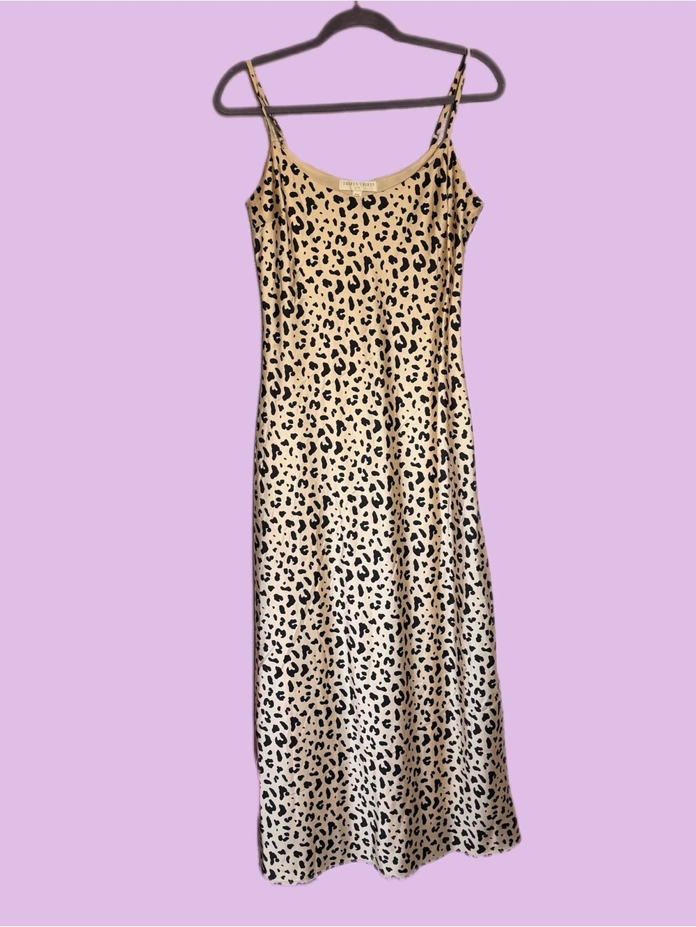 Leopard Print Slip Maxi Dress - Beige/Black